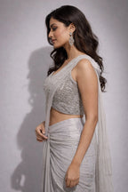 grey drape saree
