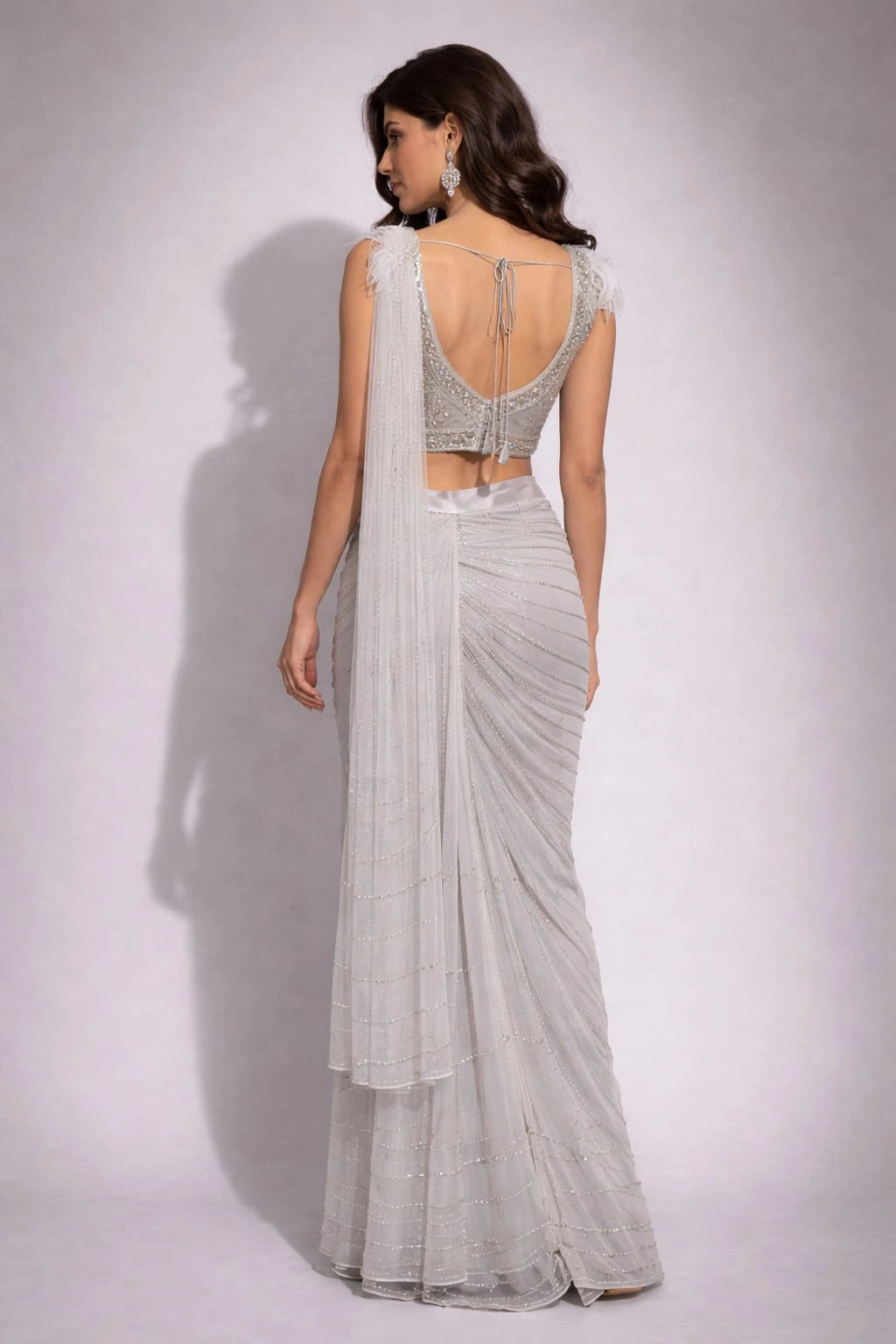 grey drape saree