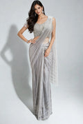 grey drape saree