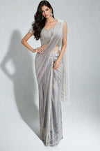 grey drape saree