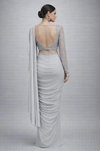 grey drape saree