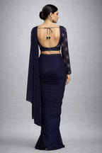 blue drape saree