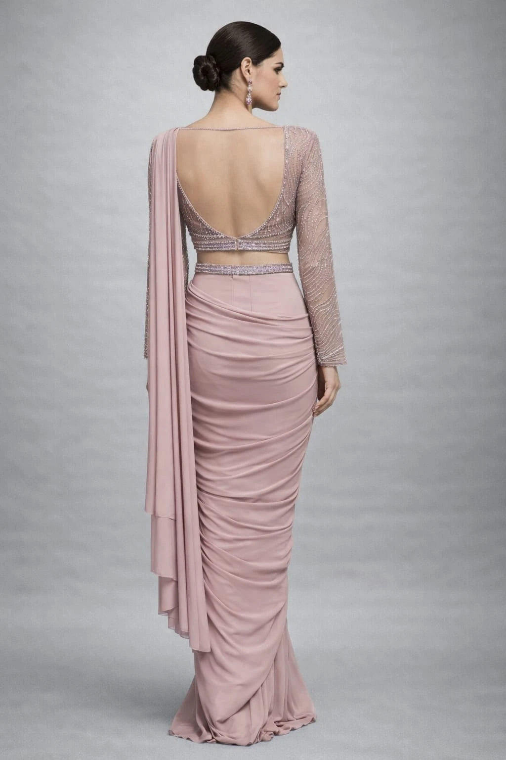 mauve drape saree