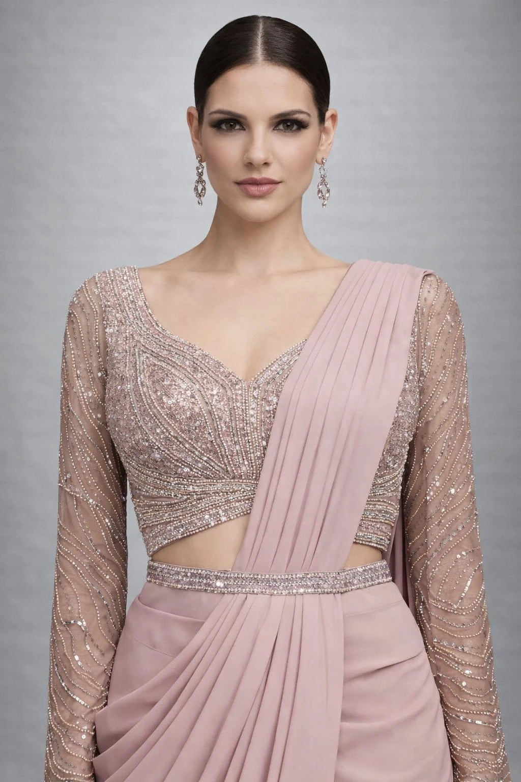 mauve drape saree