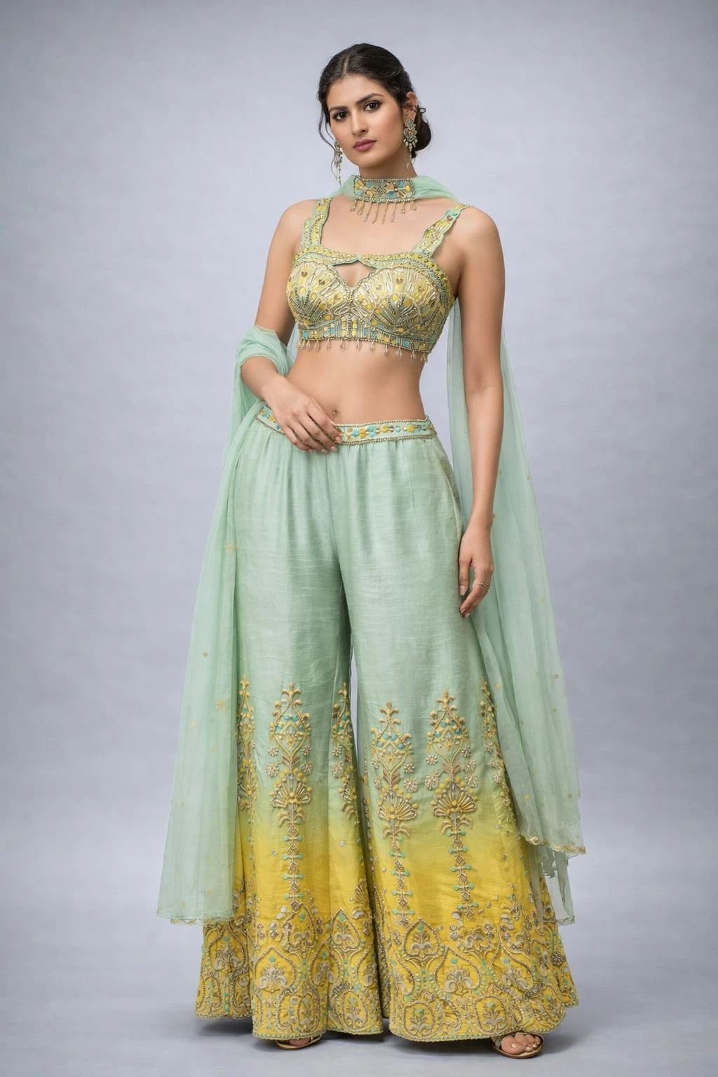 yellow sharara set