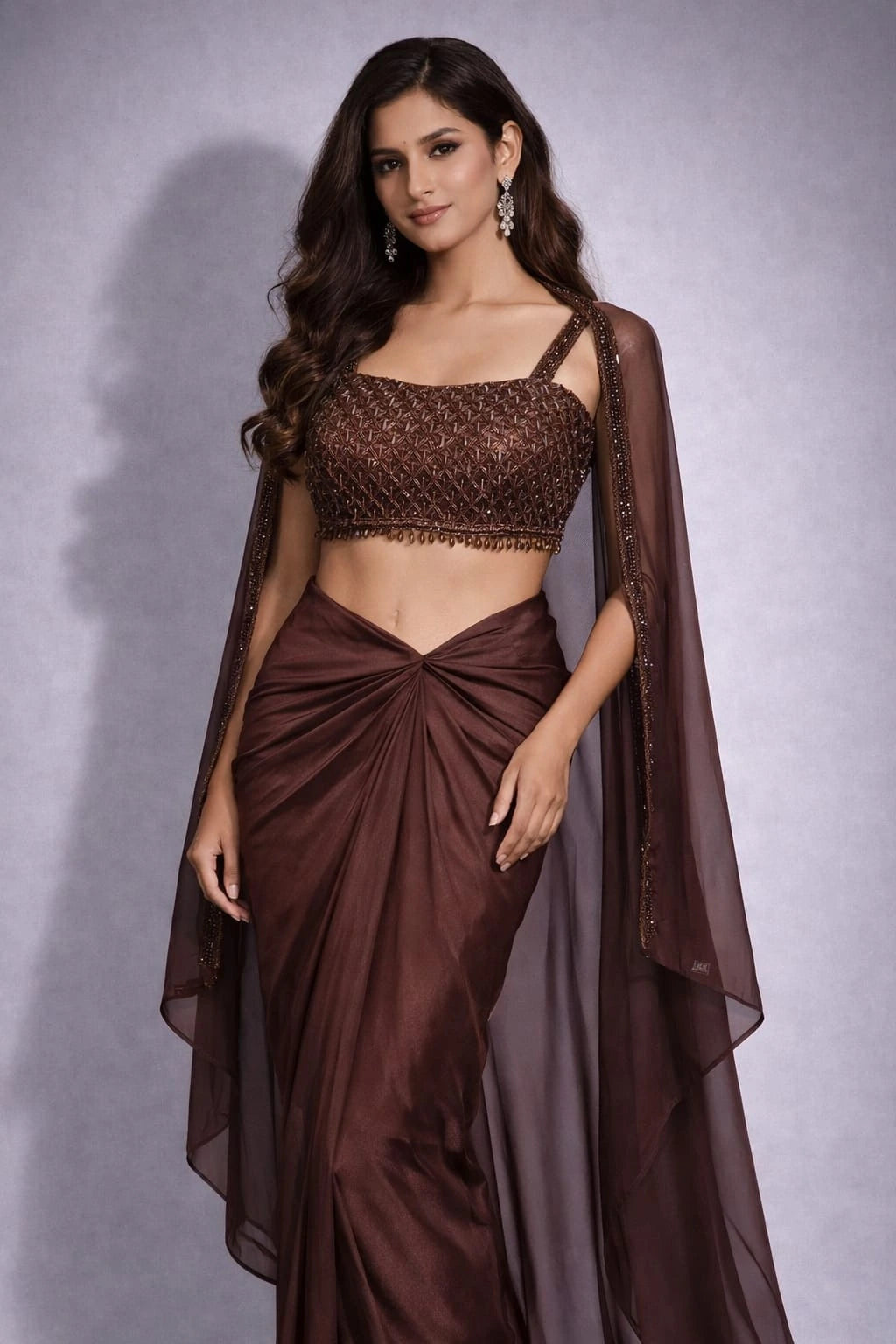 brown dhoti set