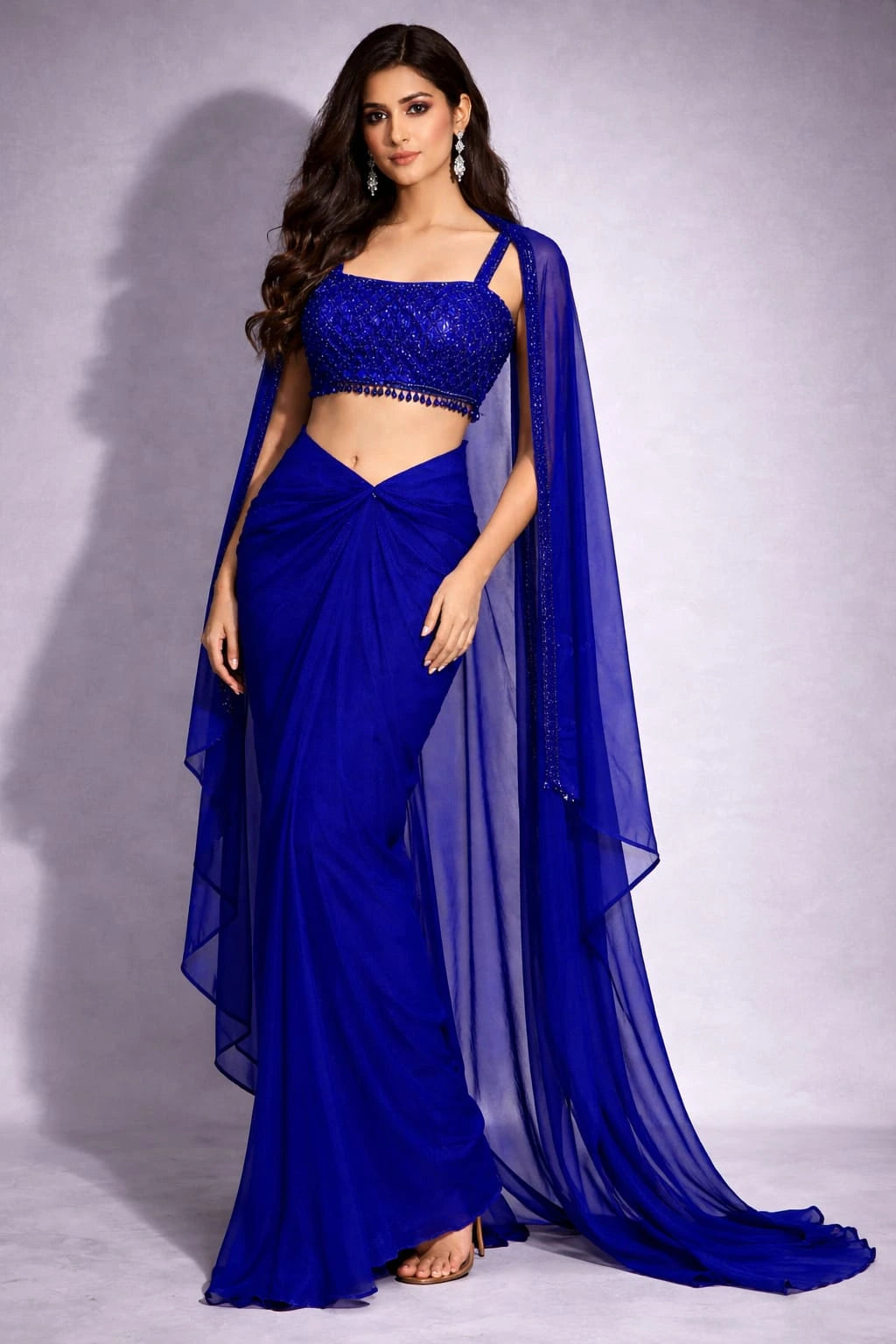 blue dhoti set