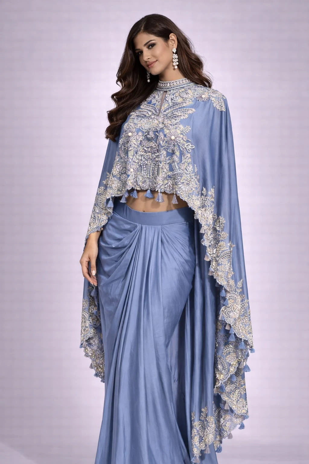blue dress dhoti set