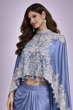 blue dress dhoti set
