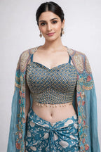 sky dhoti cape dress