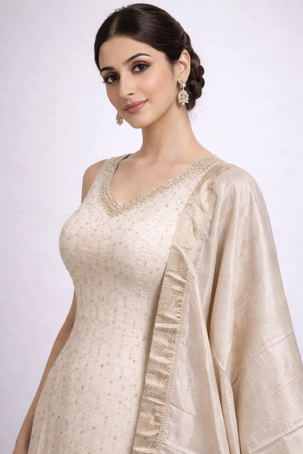 cream sharara set
