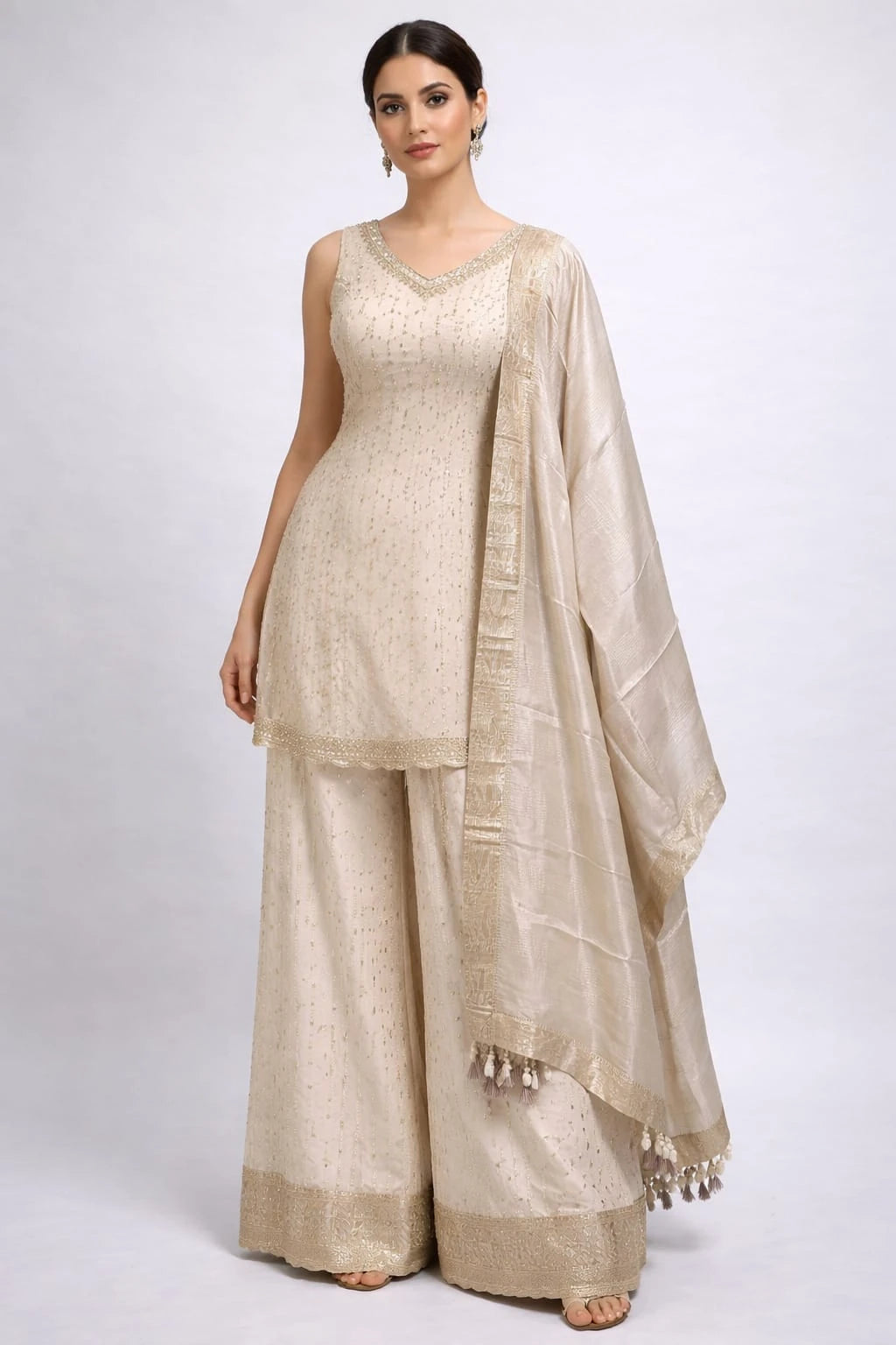cream sharara set