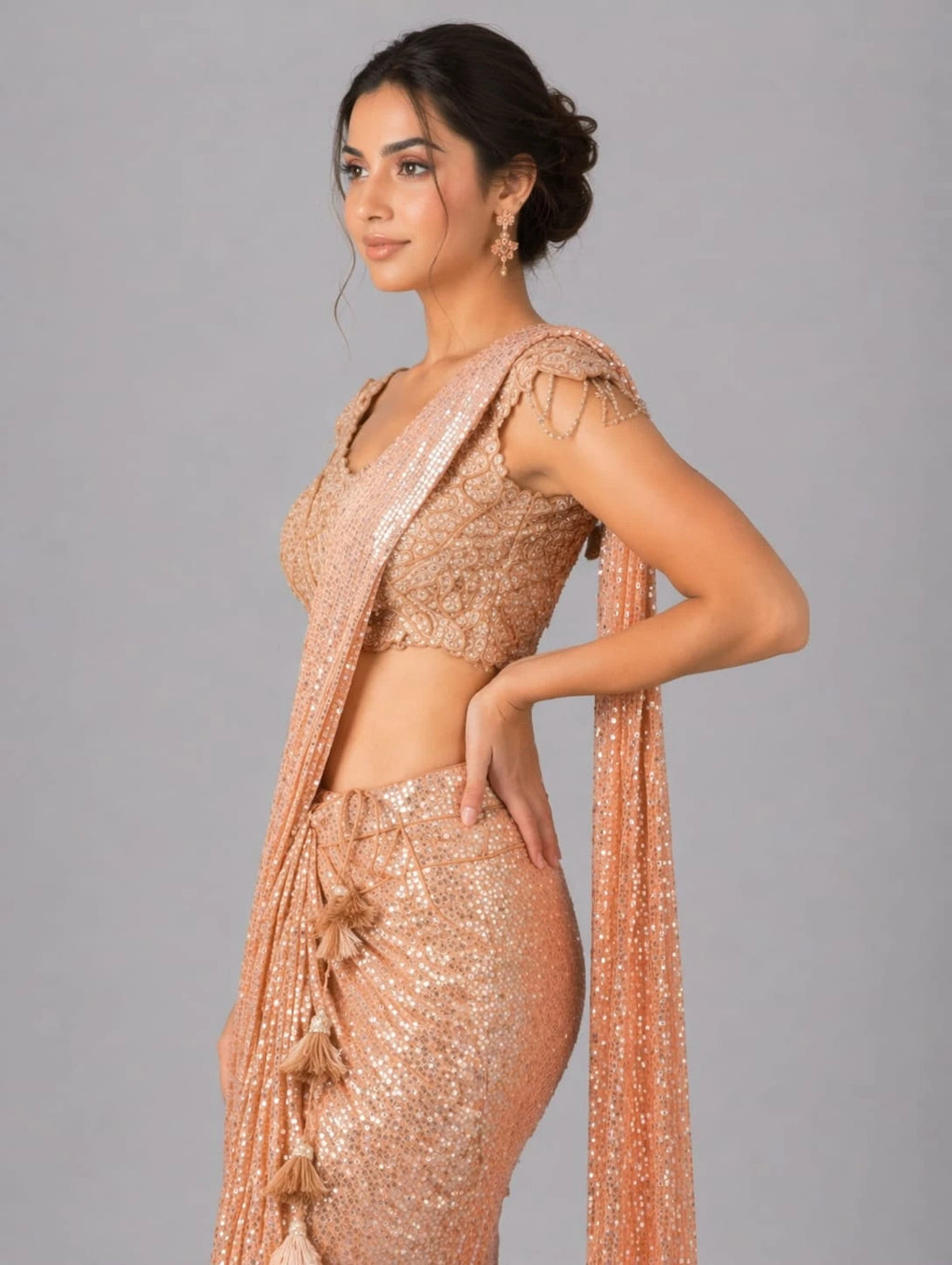 orange drape saree