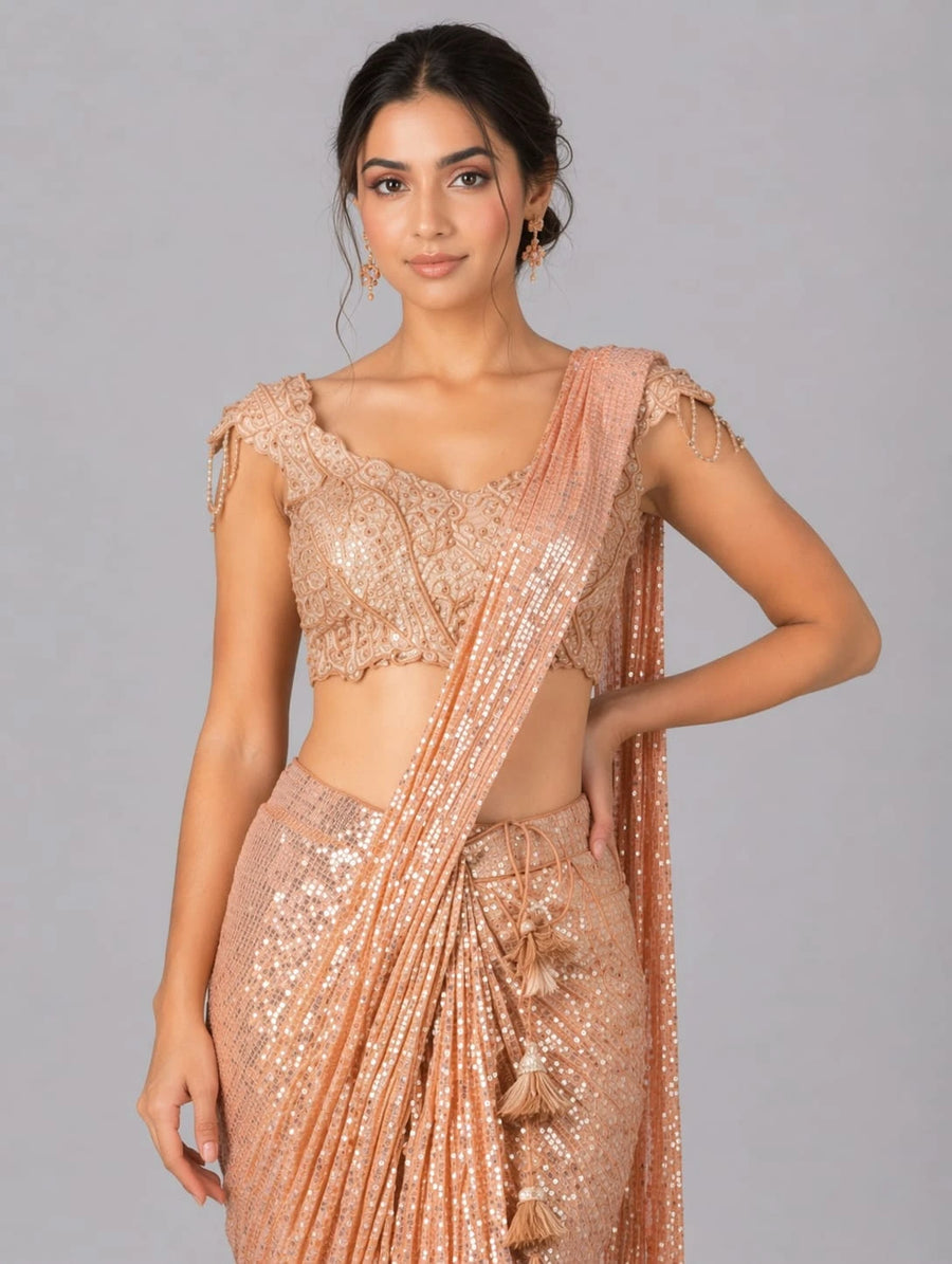orange drape saree
