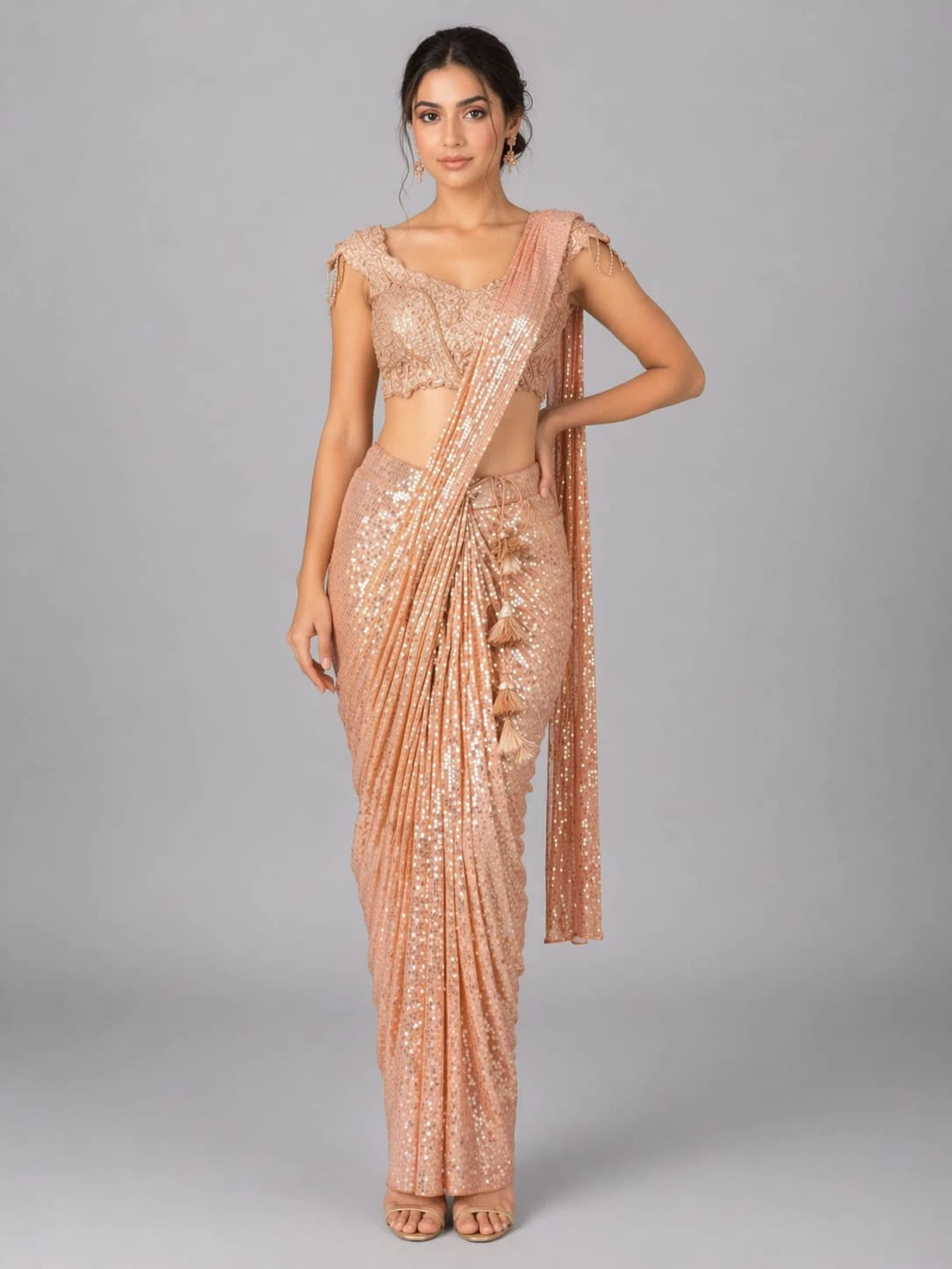 orange drape saree
