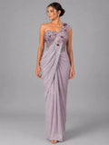 mauve drape style saree