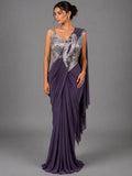 mauve drape style saree