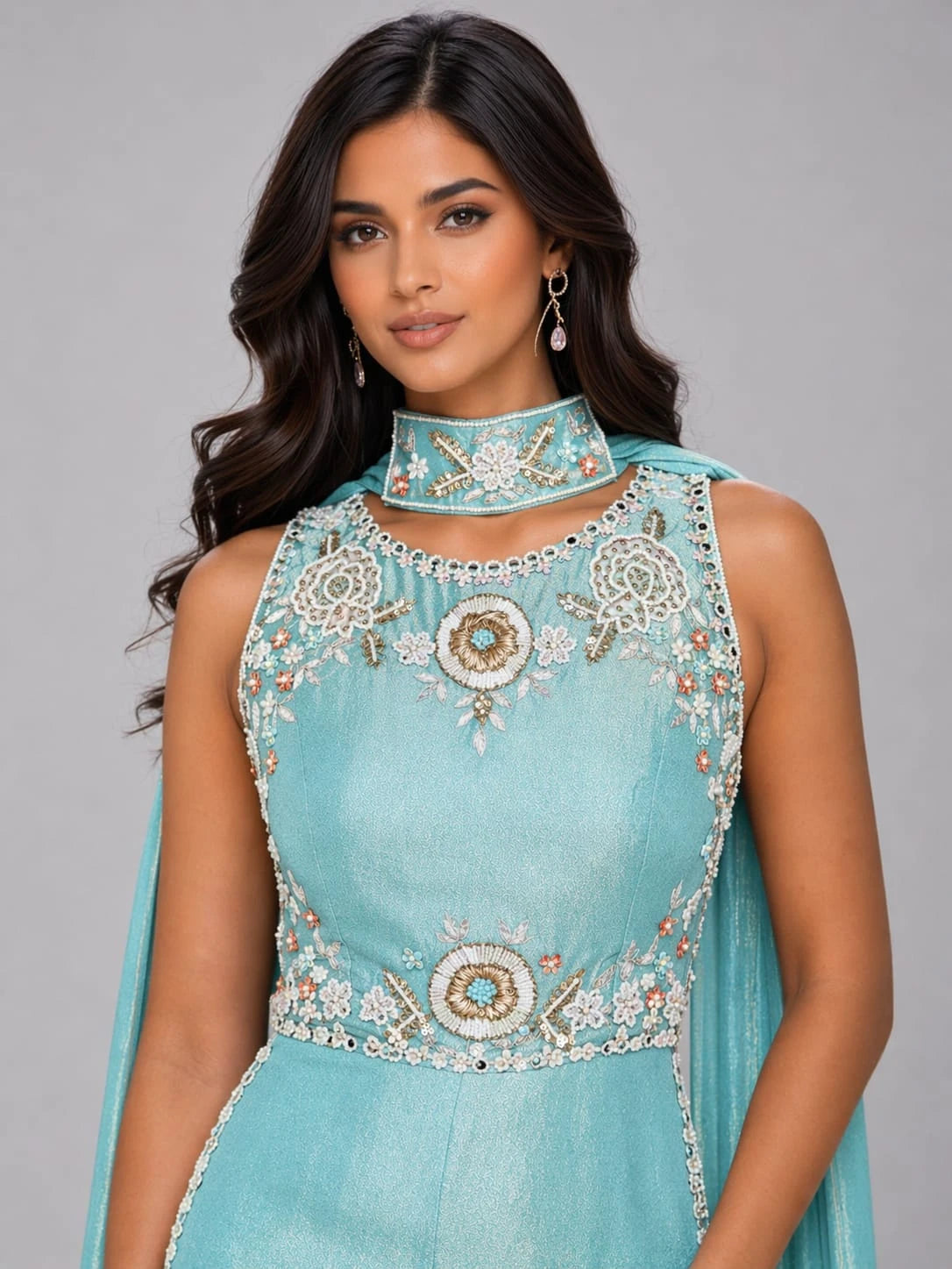blue jumpsuit