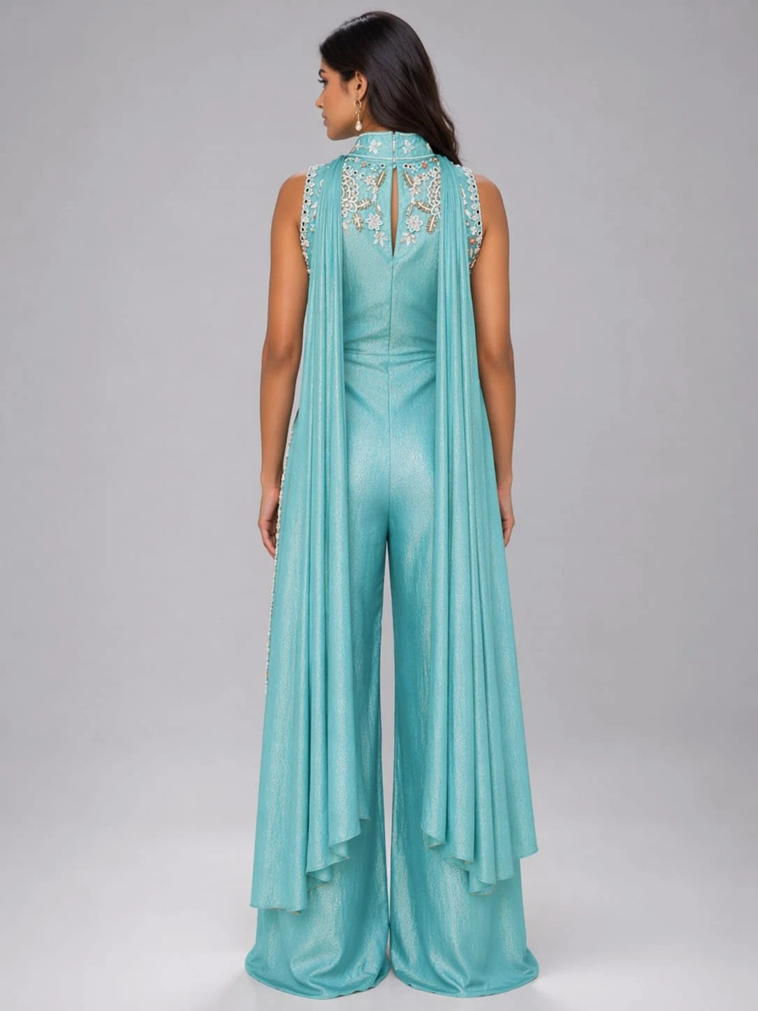 blue jumpsuit