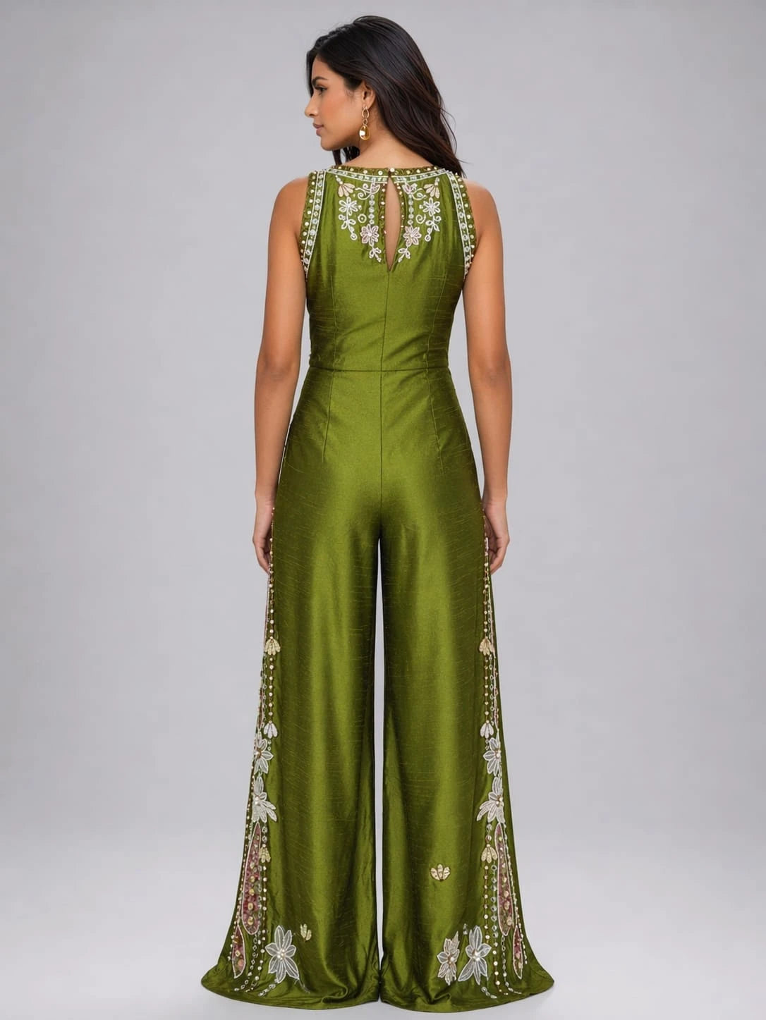 green jumpsuit