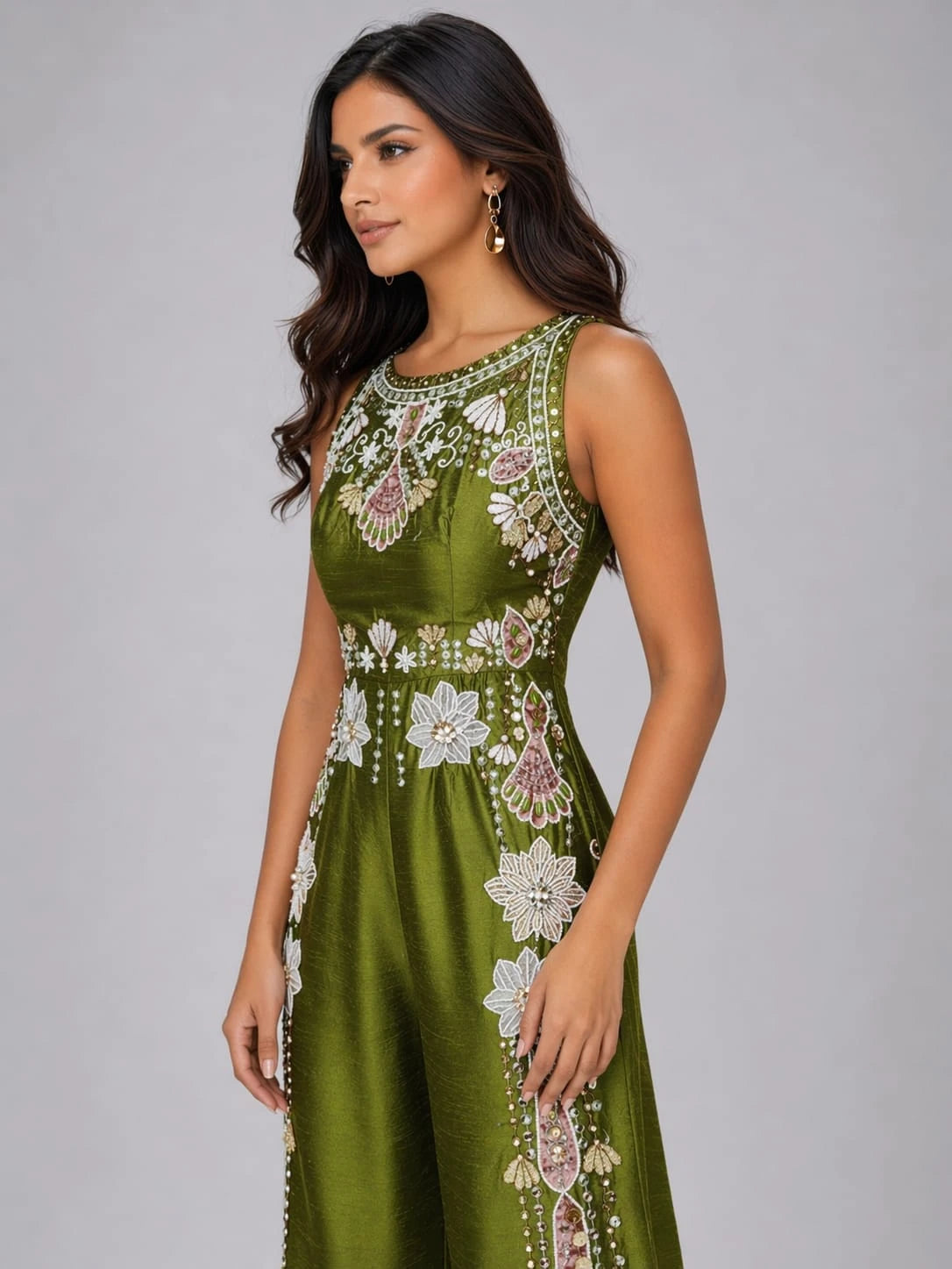 green jumpsuit