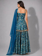 blue floral sharara set