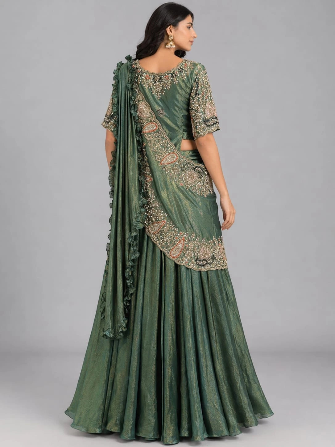pista drape lehenga