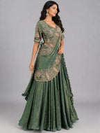 pista drape lehenga