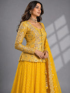Yellow embroidered traditional lehenga