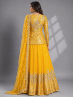 Yellow embroidered traditional lehenga