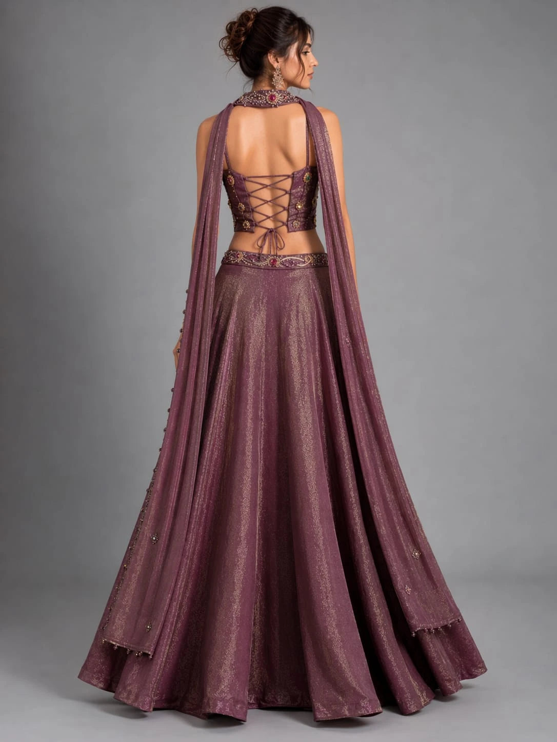 wine purple lehenga set
