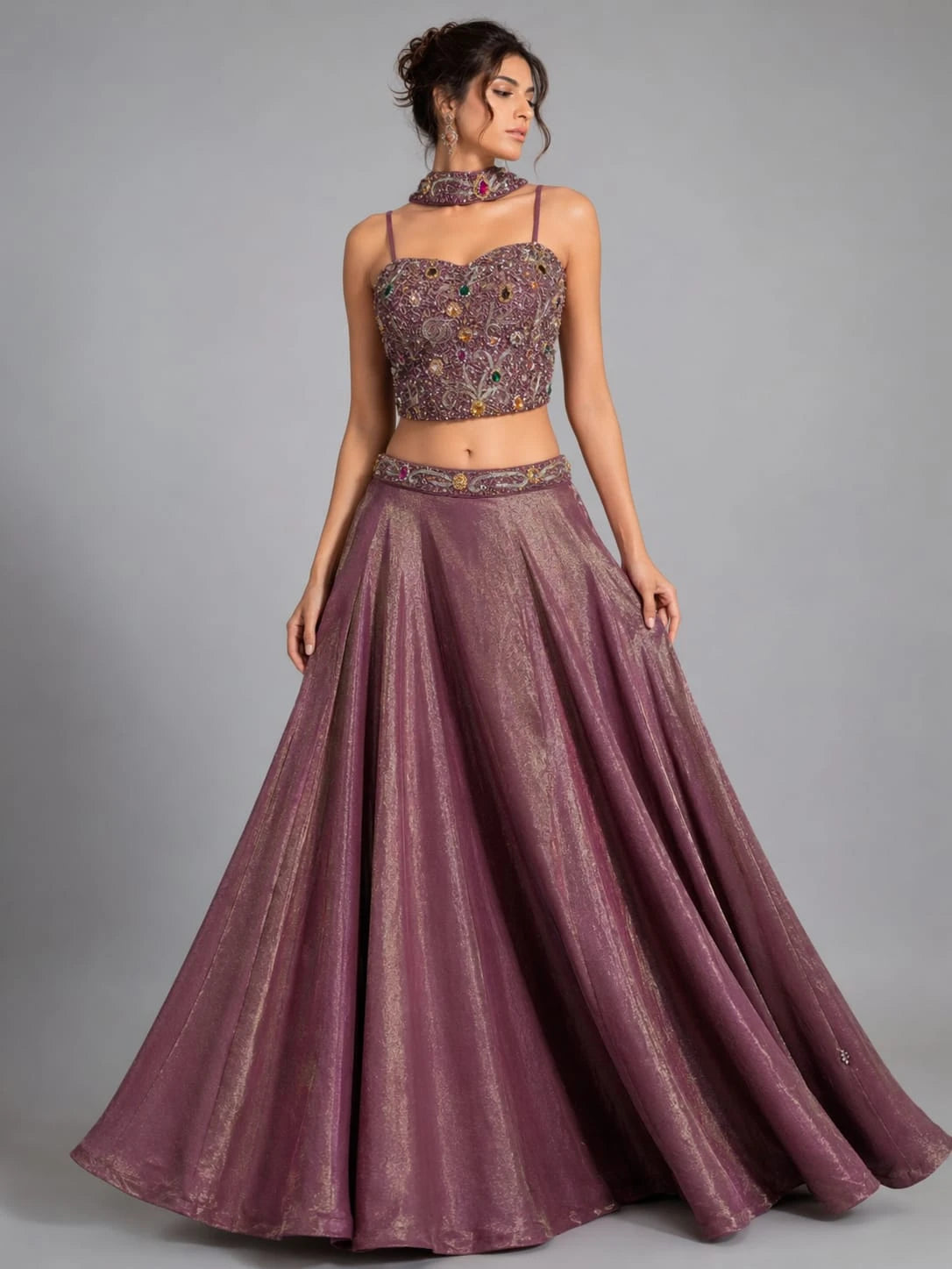 wine purple lehenga set