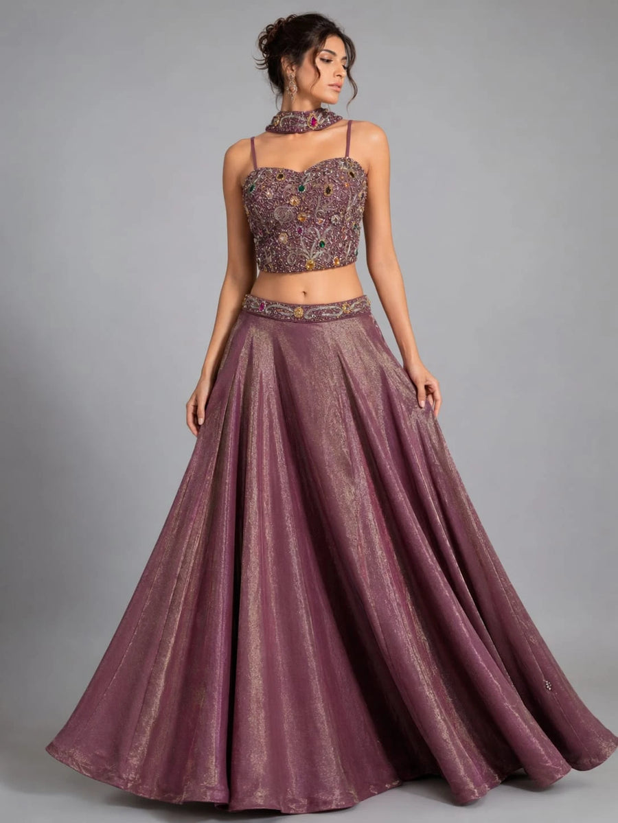 wine purple lehenga set
