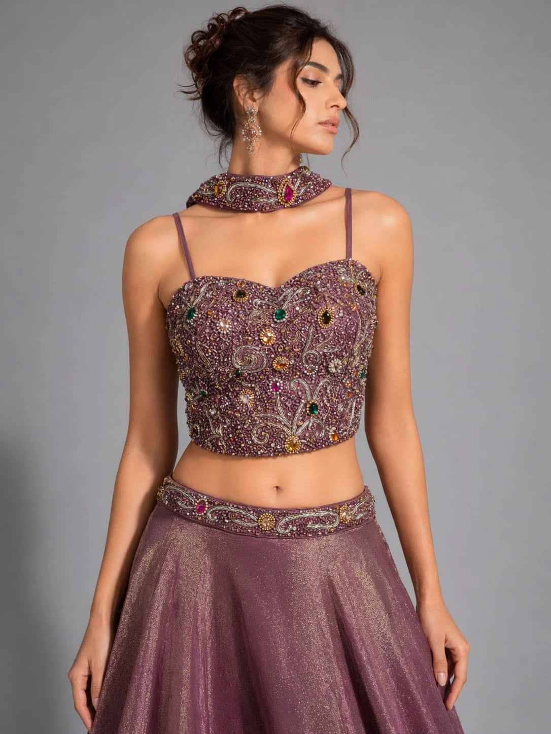 wine purple lehenga set