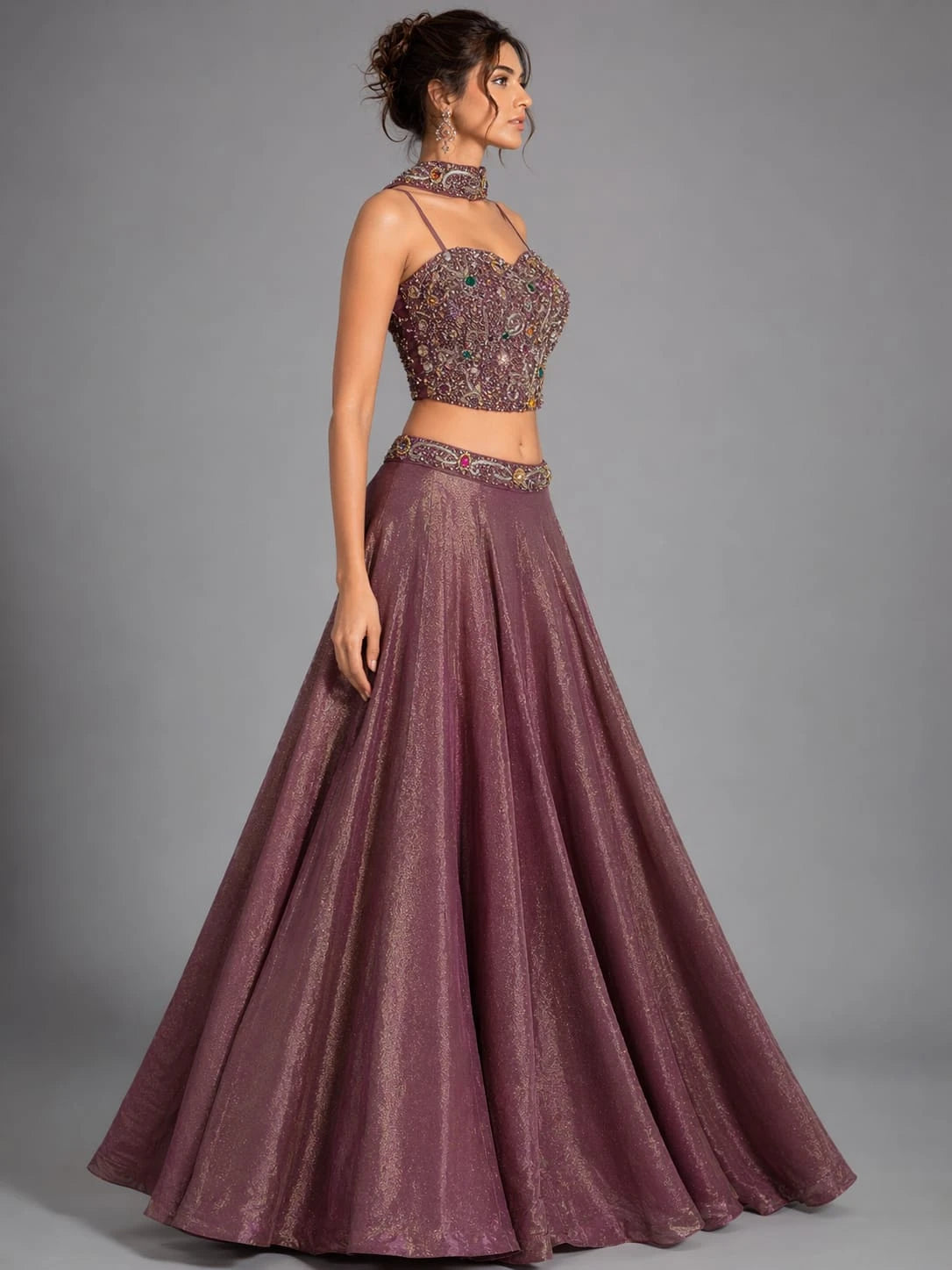 wine purple lehenga set