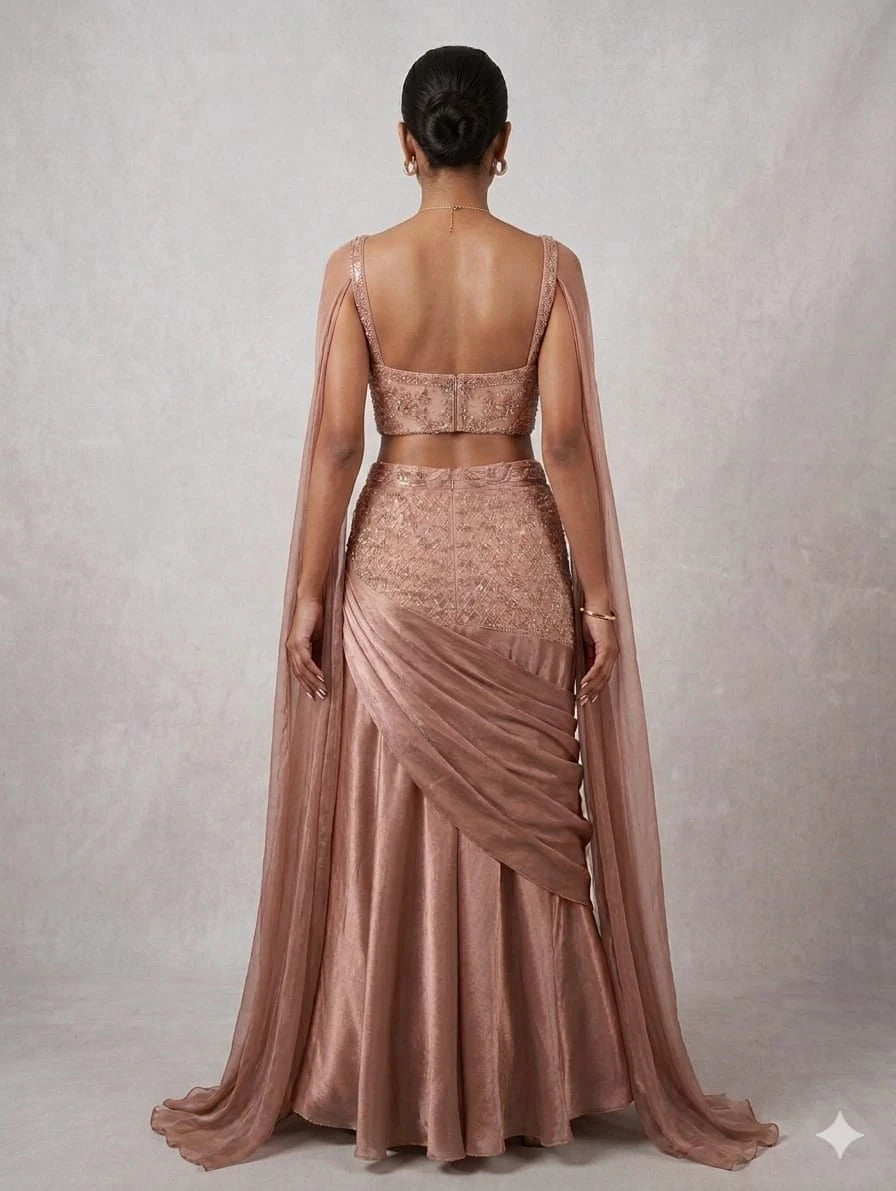brick lehenga set
