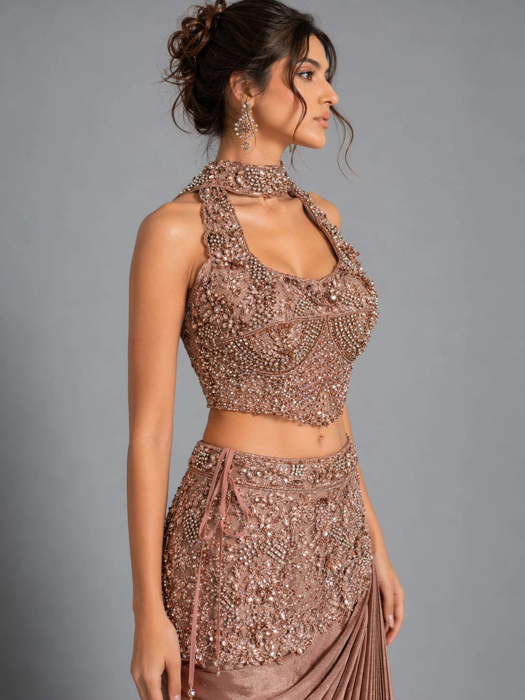 brick lehenga set