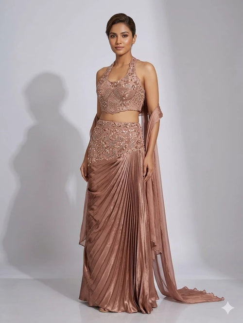 brick lehenga set