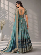 blue embellished anarkali suit