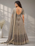 grey embellished anarkali suit