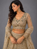 gold embroidered traditional lehenga