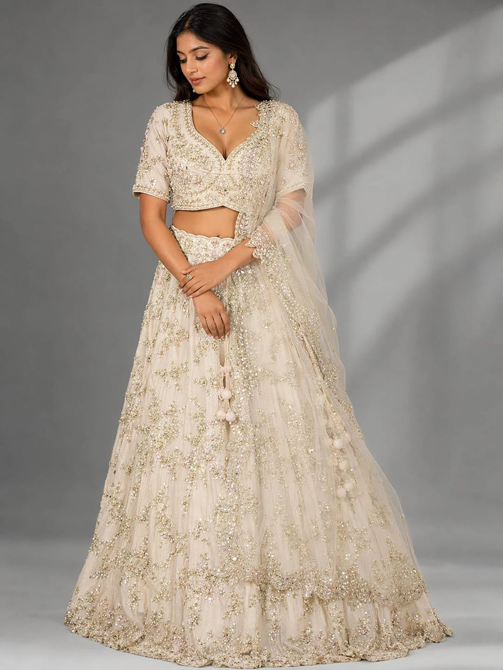 ivory bridesmaid lehenga