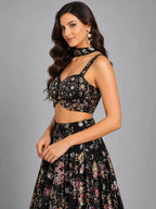 black floral lehenga