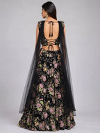 black floral lehenga