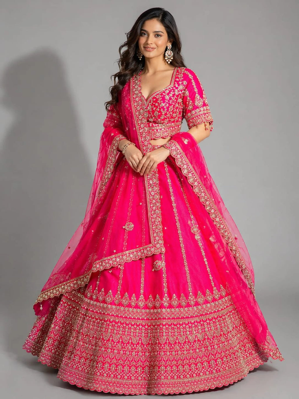 embroidered rani lehenga