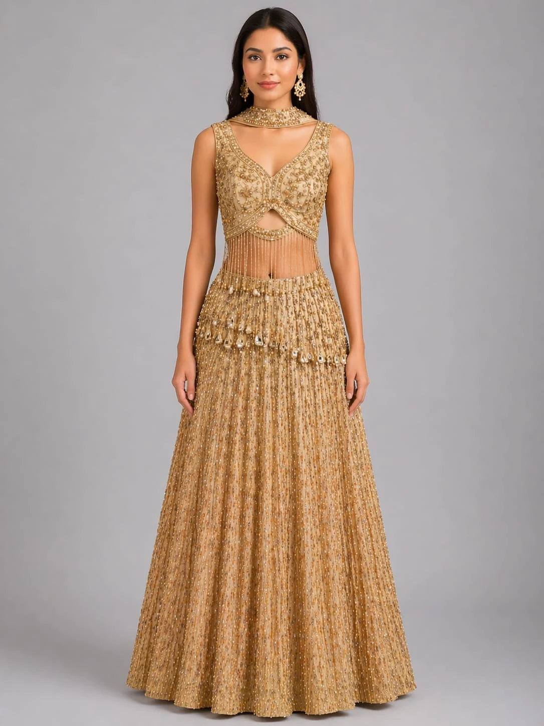 gold traditional outfit