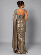 glamorous gold drape saree