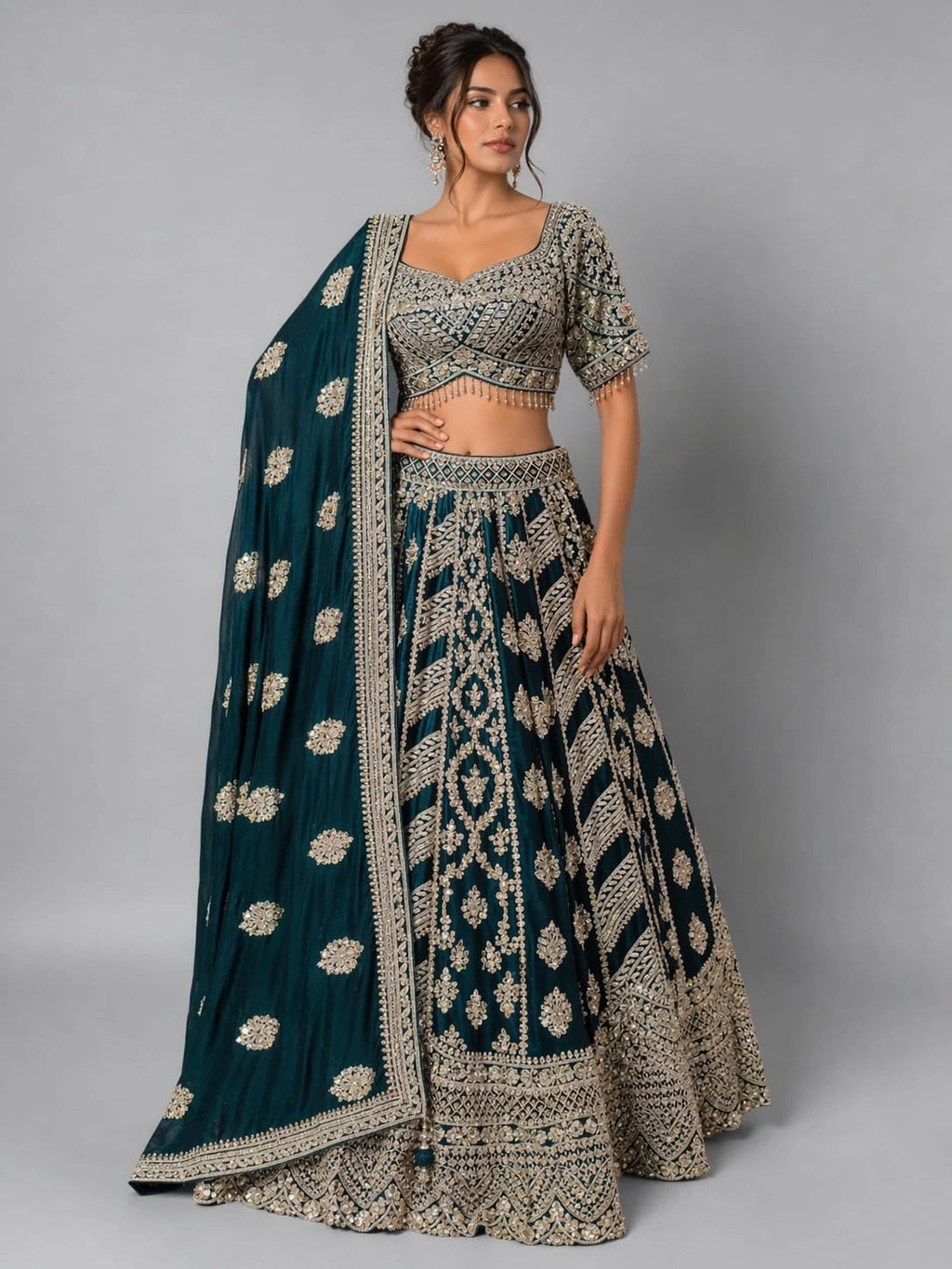 traditional green lehenga