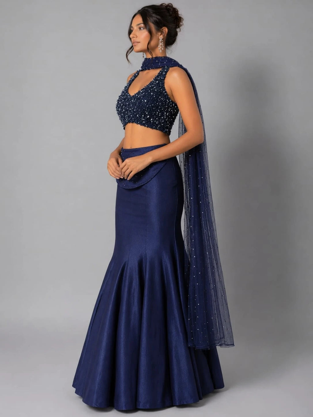 blue mermaid lehenga