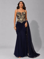 blue dhoti set
